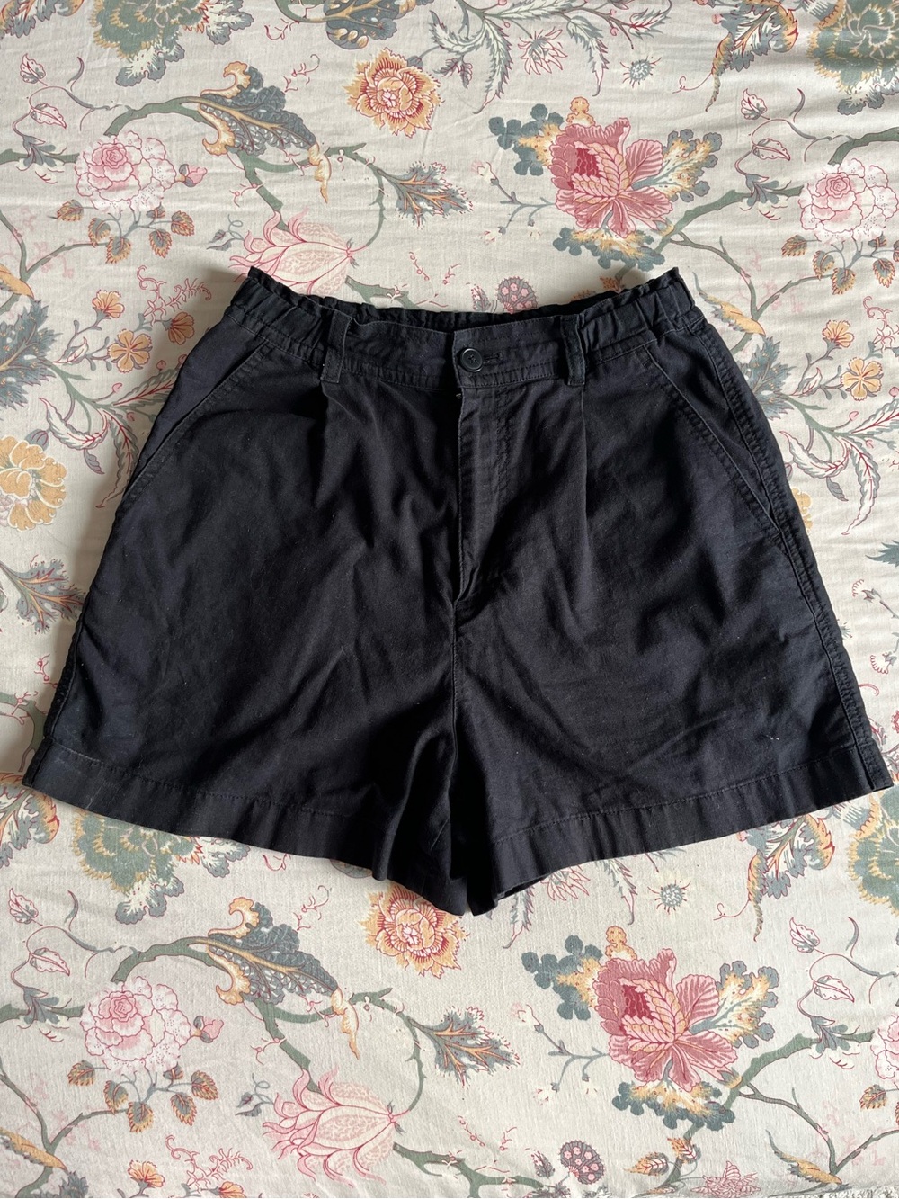 Black Casual Cotton Shorts